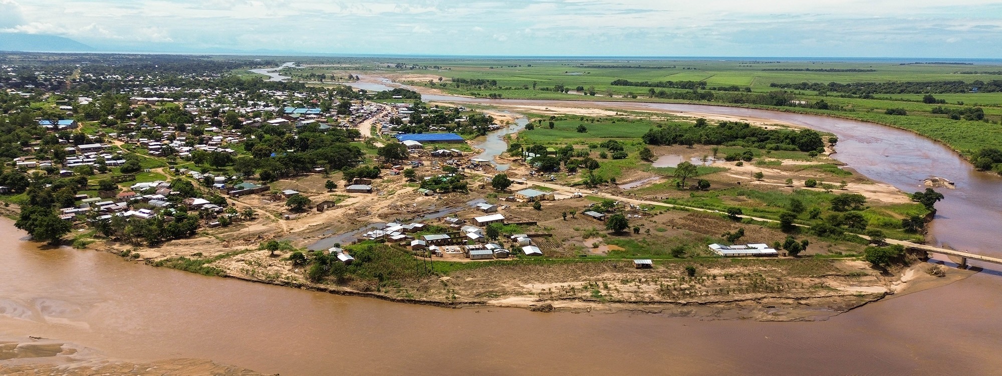 Aerial photo of flooded landscape in Malawi