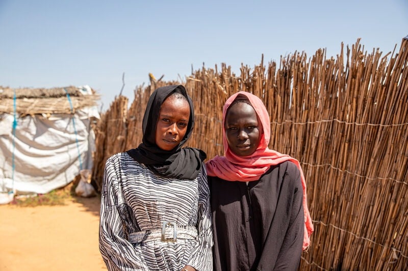 Two women looking at the camera in Chad.