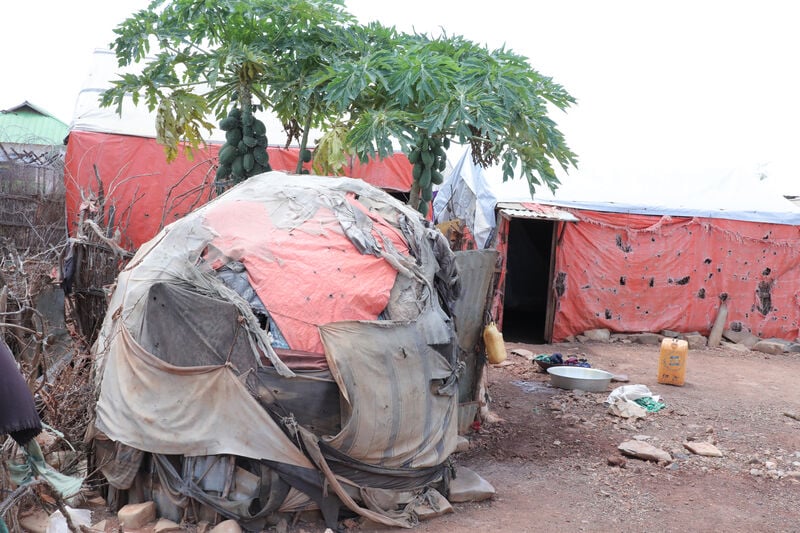 Temporary shelters in Somalia.