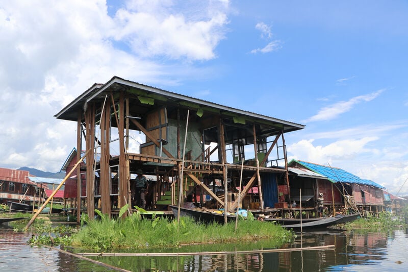 Repairing a shelter.